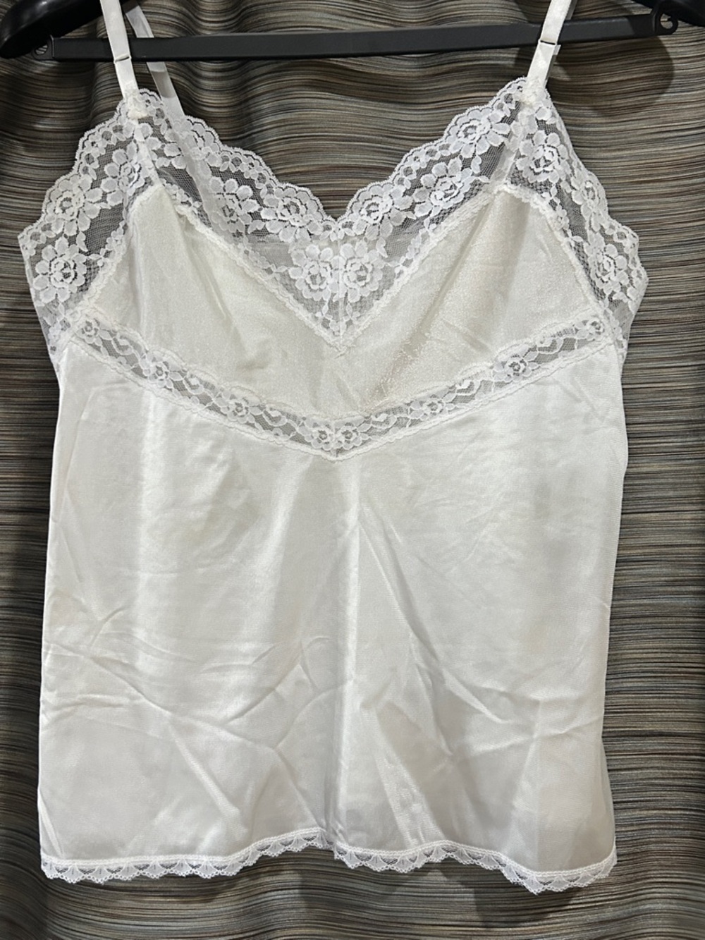 White Lace Trim Satin Camisole size M